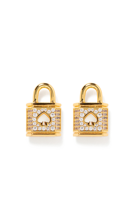 Lock And Spade Pavé Studs, Plated Metal & Cubic Zirconia